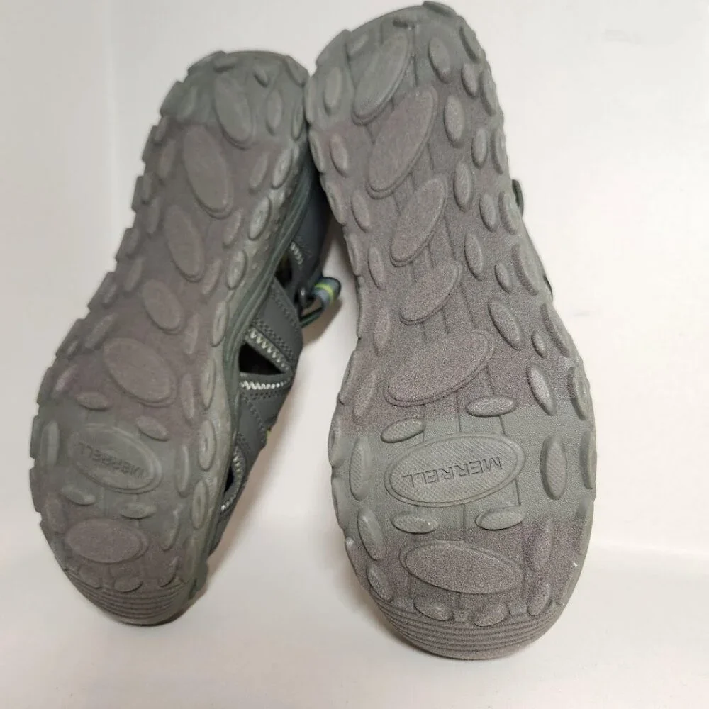 Merrell Unisex Child Hydro 2 Sandals Water Shoes Velcro Size 6 Green Gray